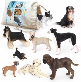 Volnau Dog Figurines Animal Toys 9PCS Mini Puppy Figures for Kids Toddlers Decorations Preschool Educational Cake Topper Set