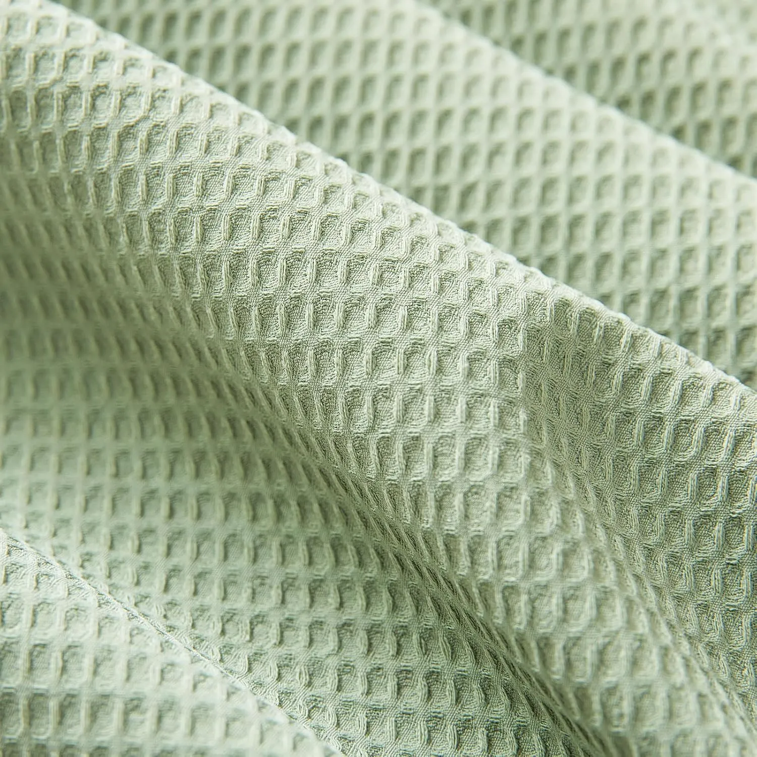 Waffle Weave Textured Throw Pillow Covers Set of 2 with Washed Cotton Retro Ruffle Flounces Trim Solid Decorative Pillow Cases for Home Livingroom and Bedroom Decor 18x18 Inch Pea Green