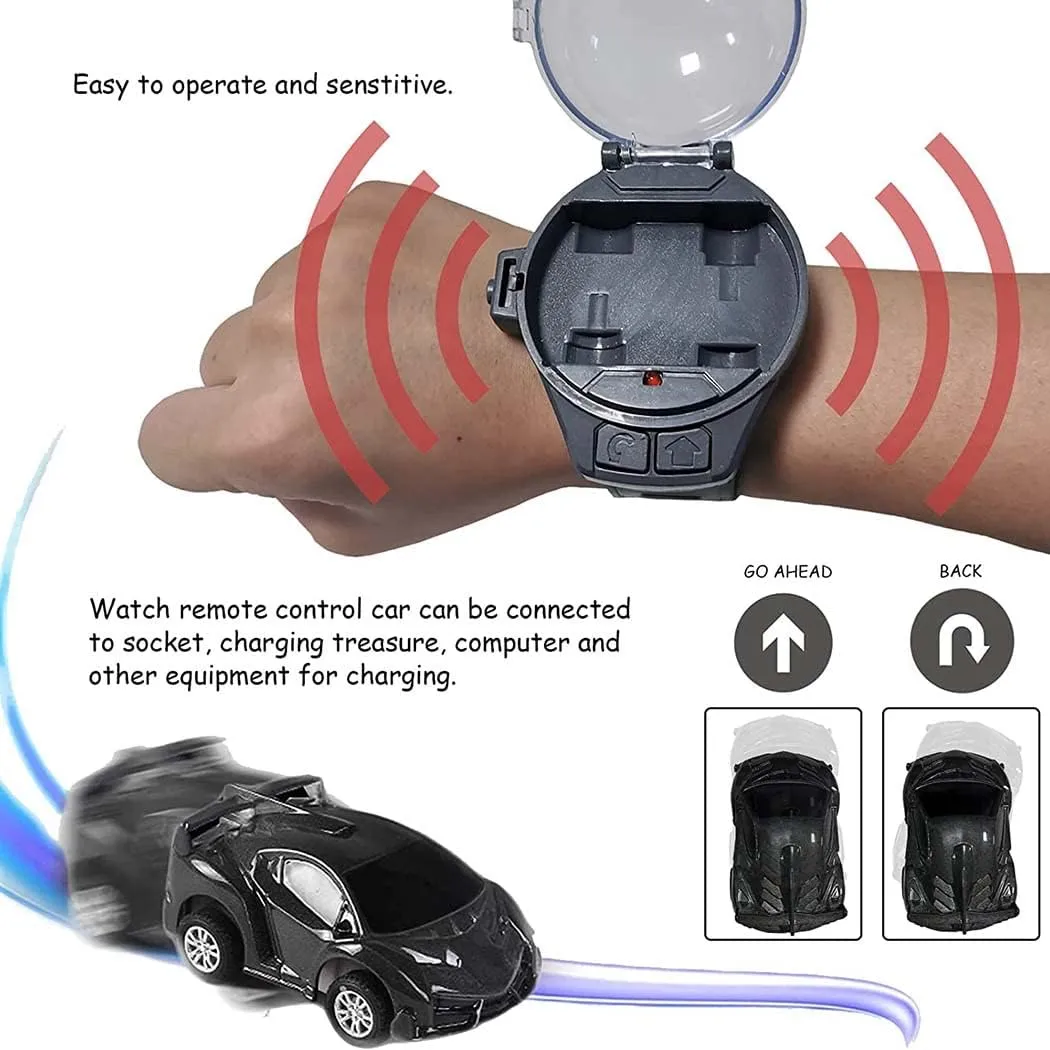 Watch Remote Control Car Toy, 2023 Mini Cartoon RC Car Analog Watch, 2.4G Long Distance Infrared Remote Control Sensing Model Car Toys, Racing Car Watch