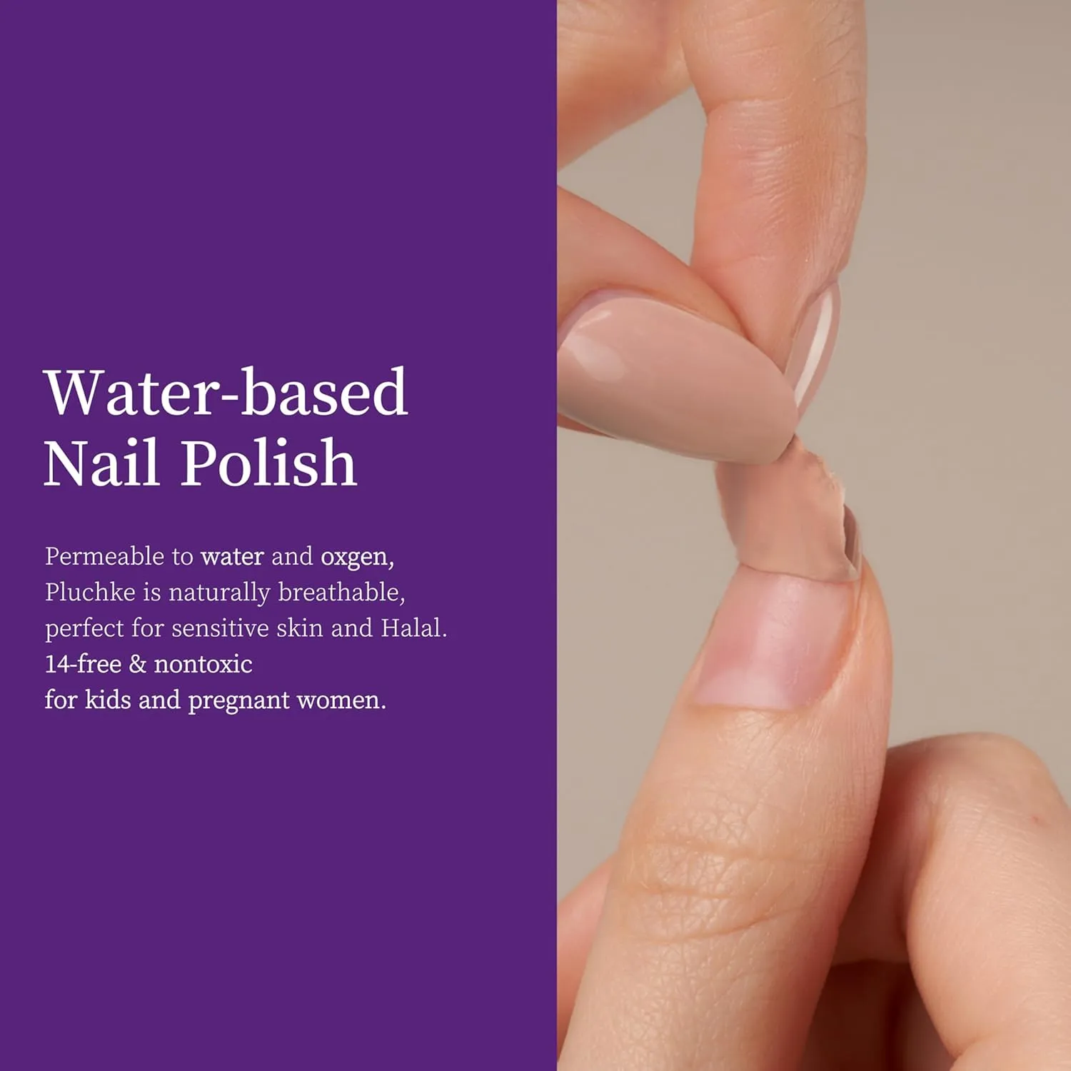 Water-base Vegan Nail Polish 3pcs in set (2 Colors   Clear Top Coat), Eco-friendly Halal-Certificated Non-toxic Breathable Peel Off Brick & Gold Glitter (No 27 Hong-shi, 0.51 fl oz)