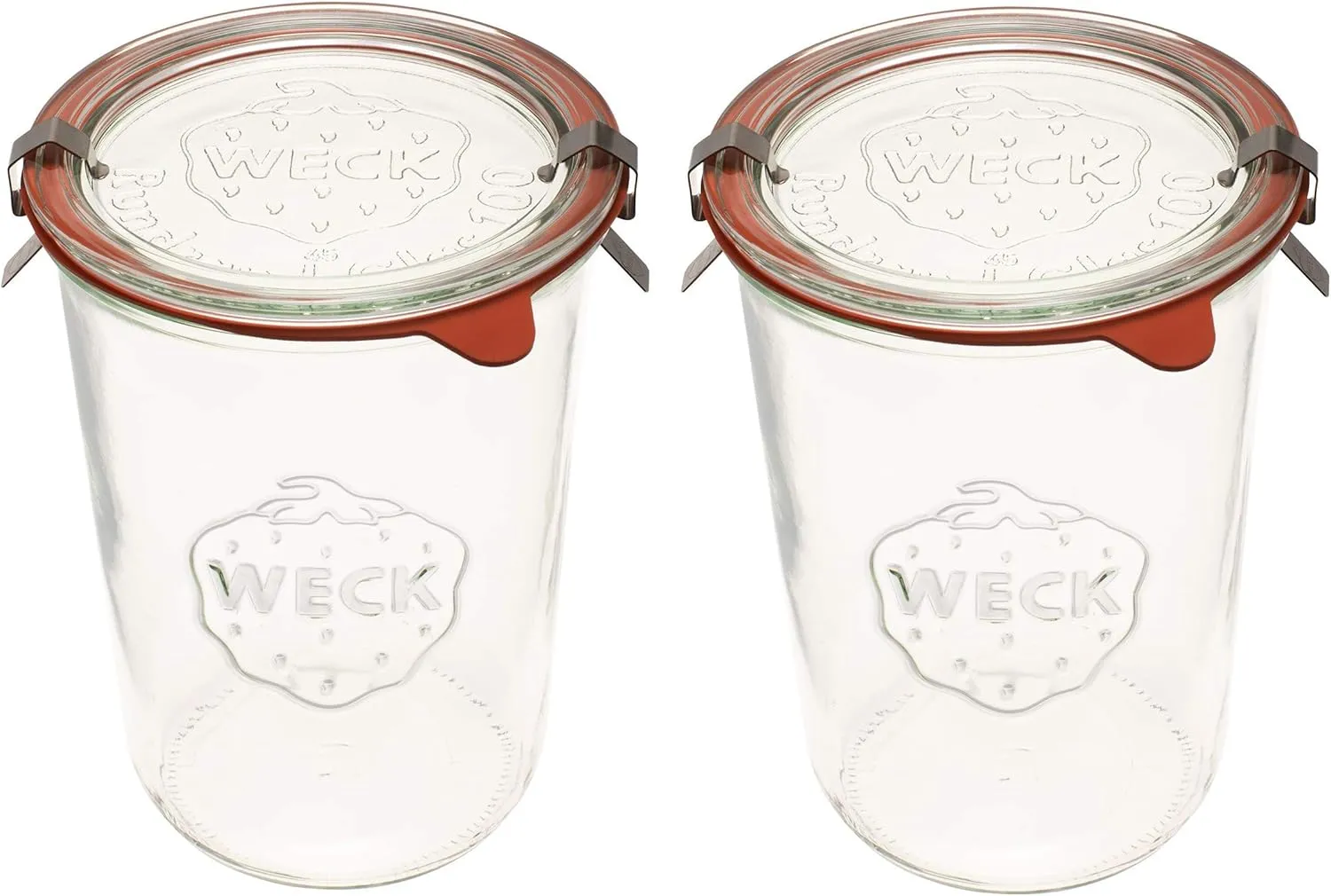 Weck Canning Jars 743 - Weck Mold Jars made of Transparent Glass - Eco-Friendly Canning Jar - Storage for Food with Air Tight Seal and Lid - 3/4 Liter Tall Jars Set - Set of 2 Jars