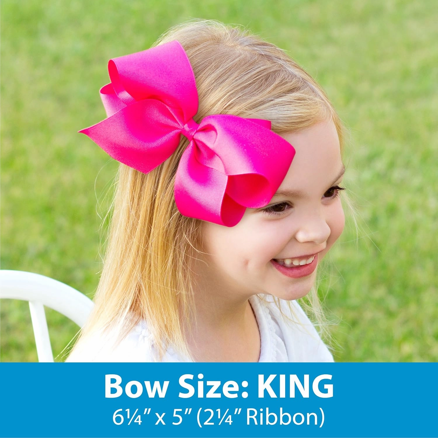 Wee Ones Girls' Classic Grosgrain Hair Bow with Scalloped Edges and Plain Wrap Center on a WeeStay Hair Clip, King, Antique White