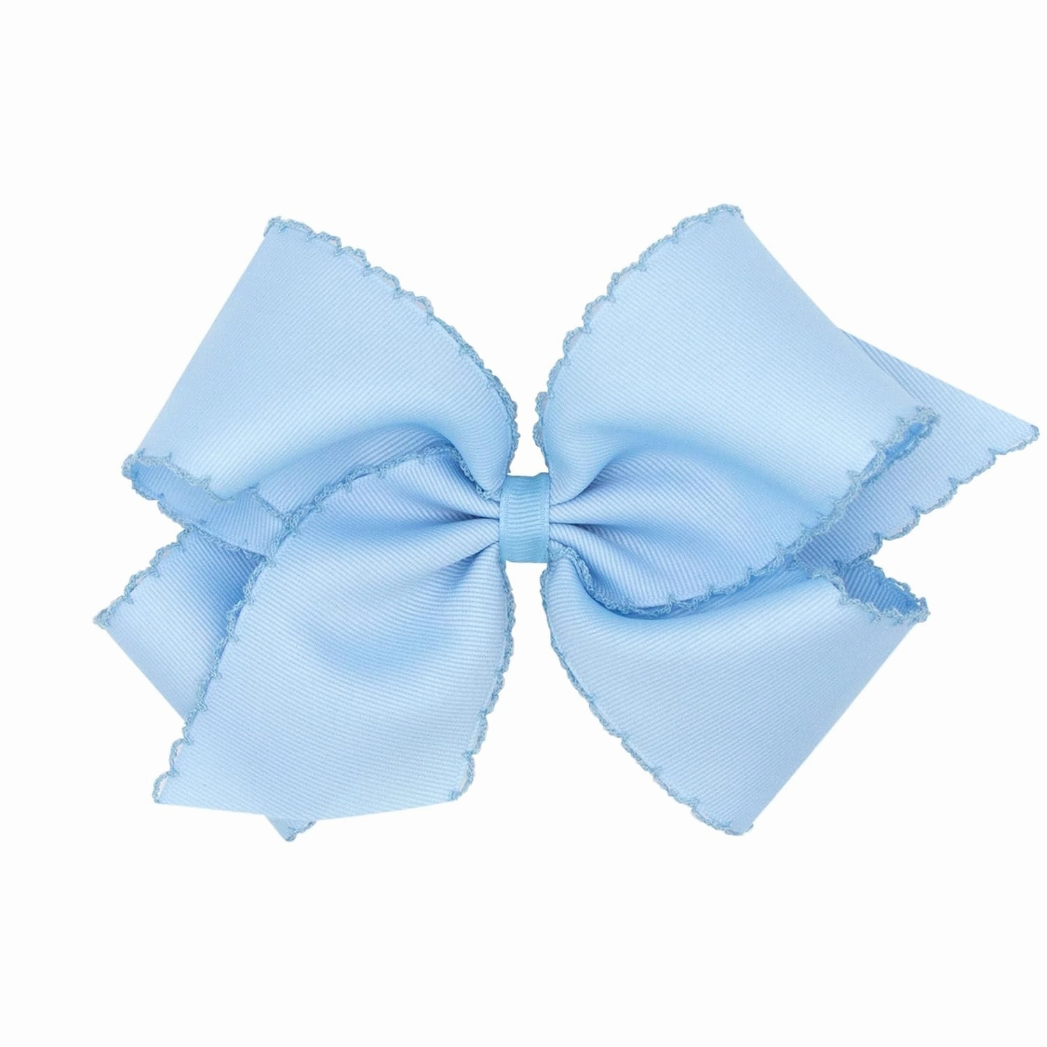 Wee Ones Girls' Classic Grosgrain Moonstitch Edge Hair Bow on a WeeStay Hair Clip, Matching Edge, King, Millennium Blue