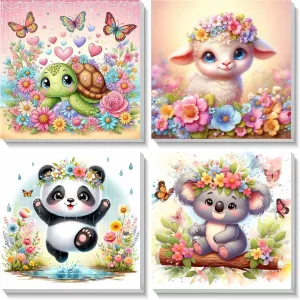 WEMEON 4 Pack Paint by Numbers Kit for Kids with Framed - Easy Paint by Number Crafts for Ages 4-8, Simple Painting Kits for Home Wall Decor (8x8Inch)