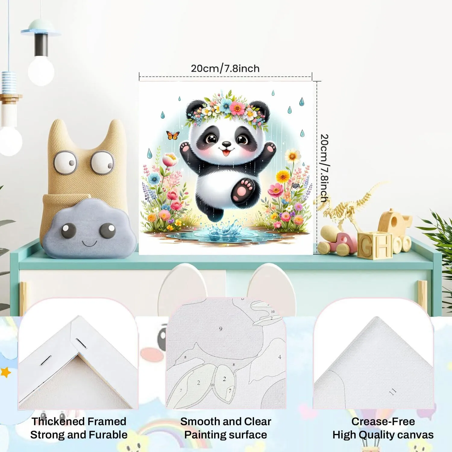 WEMEON 4 Pack Paint by Numbers Kit for Kids with Framed - Easy Paint by Number Crafts for Ages 4-8, Simple Painting Kits for Home Wall Decor (8x8Inch)