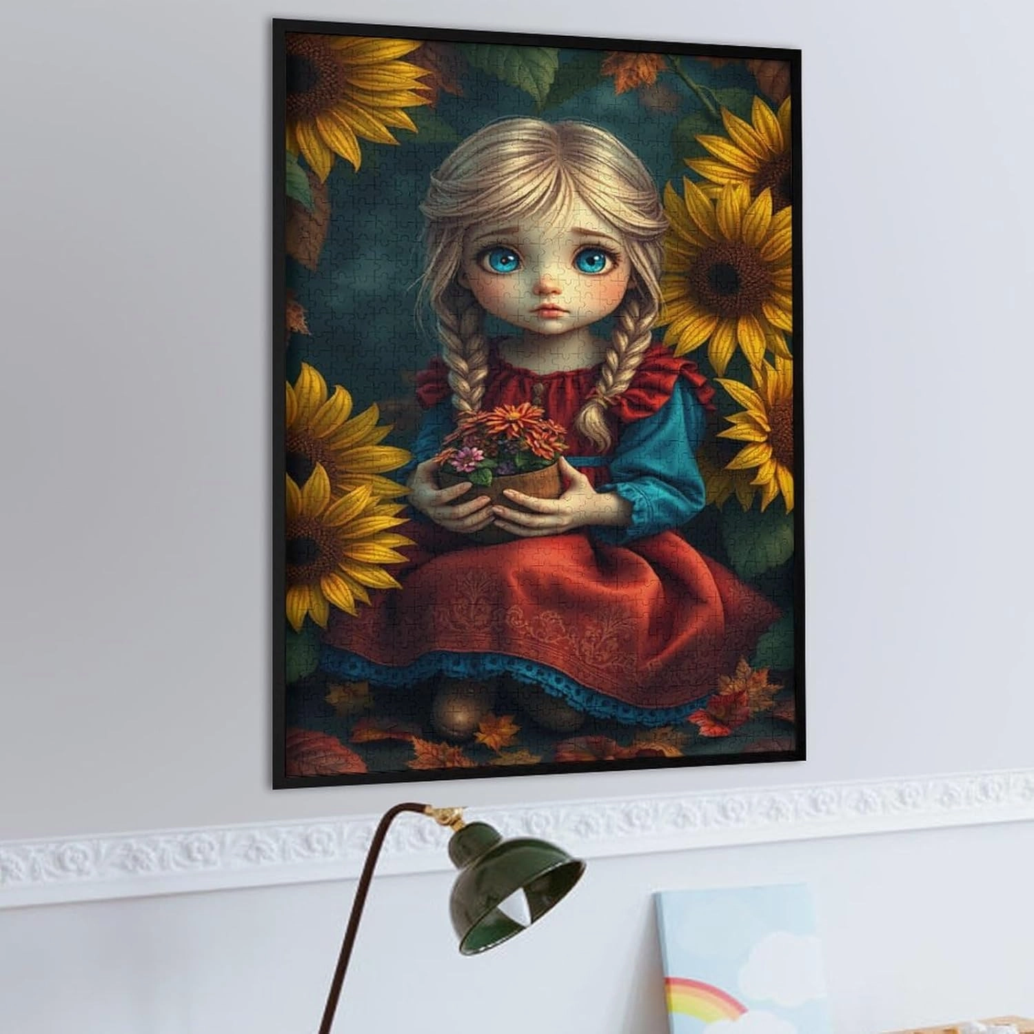 Whimsical Fantasy Art of A Young Girl 1000 PCS Wooden Jigsaw Puzzle for Adults,Family or Elderly,Art Home Decor DIY Funny Parent-Child Educational Game Toy Puzzle Gift for Mom,Wife,Friend