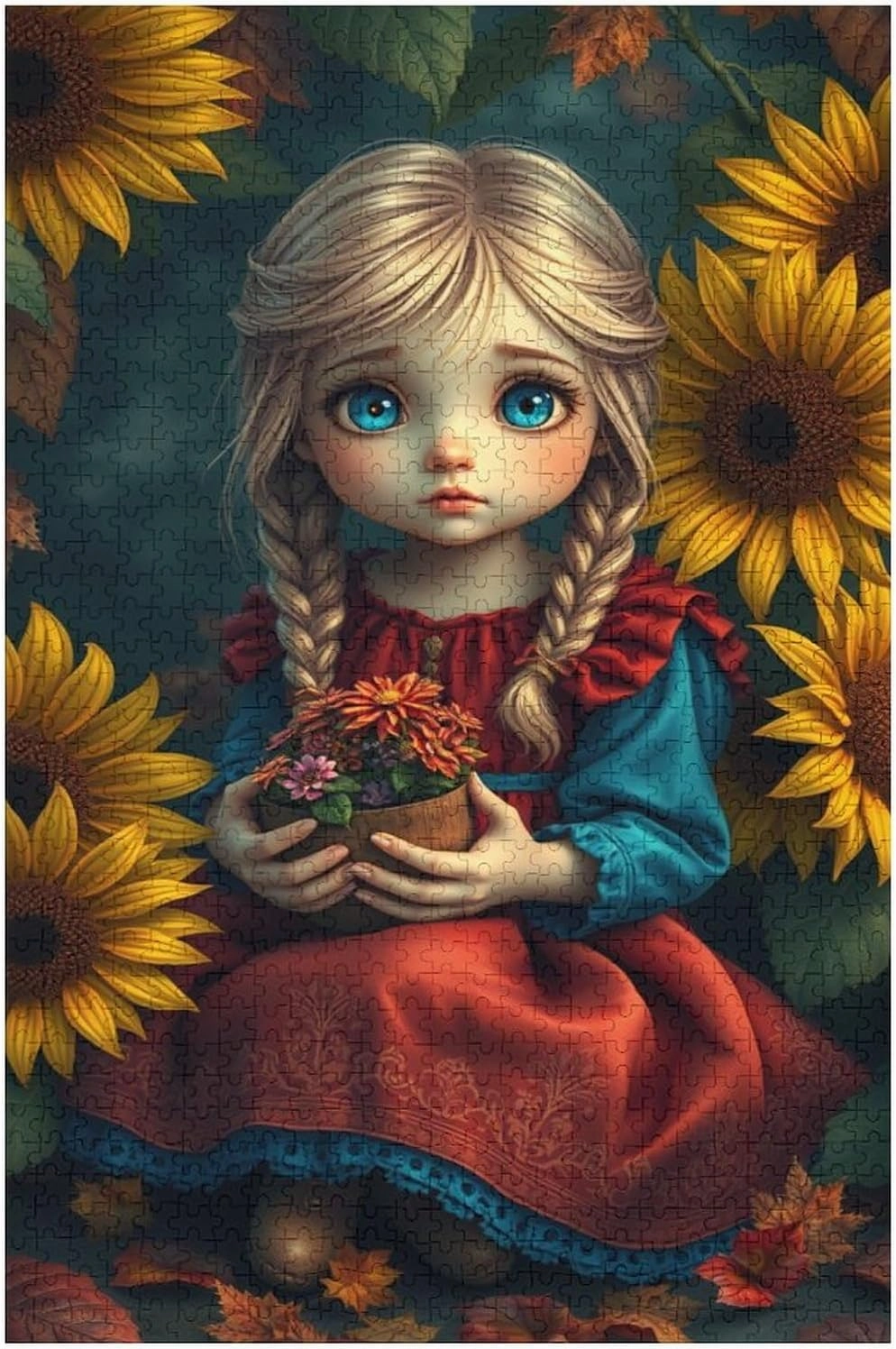 Whimsical Fantasy Art of A Young Girl 1000 PCS Wooden Jigsaw Puzzle for Adults,Family or Elderly,Art Home Decor DIY Funny Parent-Child Educational Game Toy Puzzle Gift for Mom,Wife,Friend
