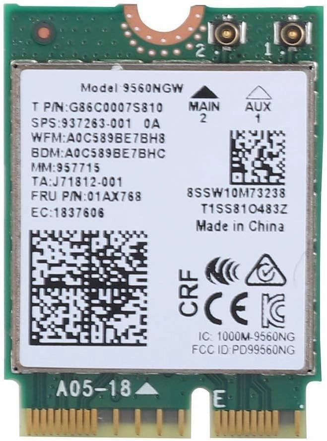 WiFi Card for Intel 9560AC NGW, Wireless 1730Mbps 2.4G/5G Dual Band Bluetooth 5.0 Network Card for Samsung/Dell/Sony/ACER/ISUS/MSI/Clevo/Terransforce/Hasee