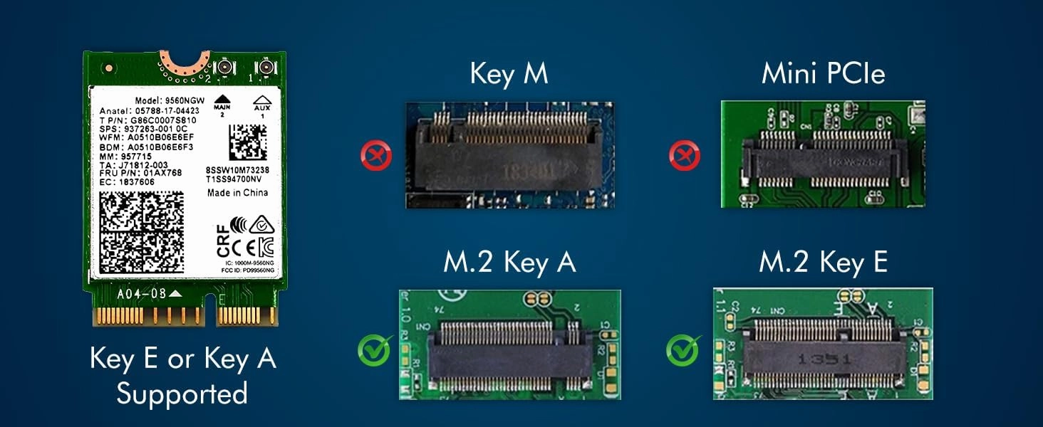 WiFi Card for Intel 9560AC NGW, Wireless 1730Mbps 2.4G/5G Dual Band Bluetooth 5.0 Network Card for Samsung/Dell/Sony/ACER/ISUS/MSI/Clevo/Terransforce/Hasee