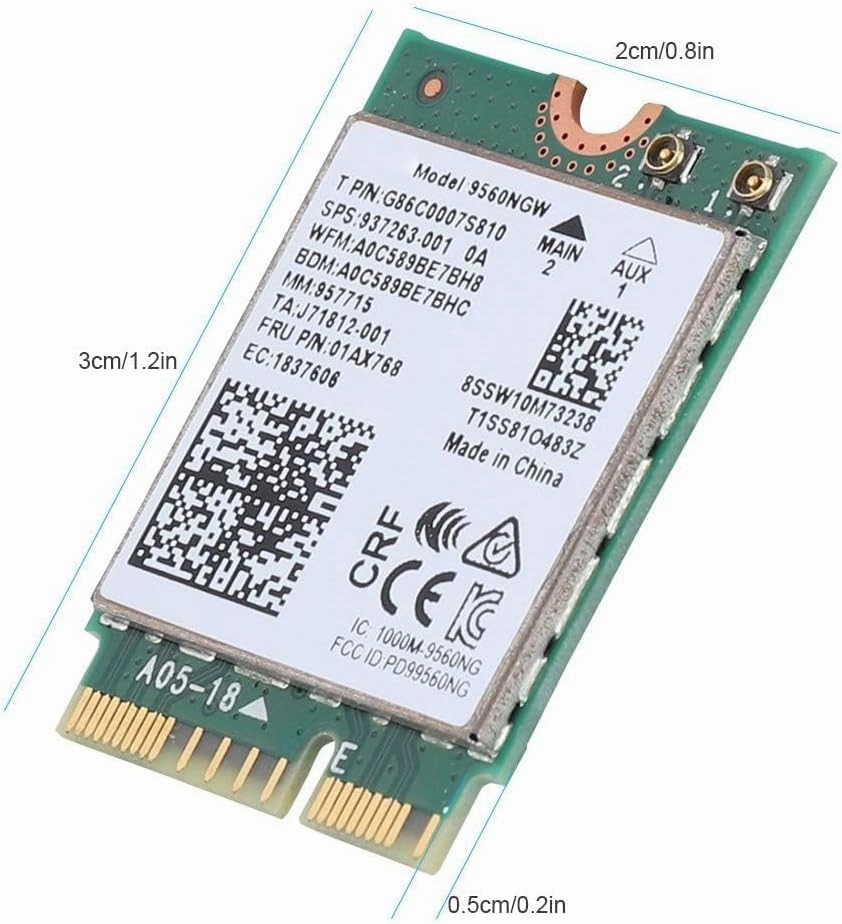 WiFi Card for Intel 9560AC NGW, Wireless 1730Mbps 2.4G/5G Dual Band Bluetooth 5.0 Network Card for Samsung/Dell/Sony/ACER/ISUS/MSI/Clevo/Terransforce/Hasee