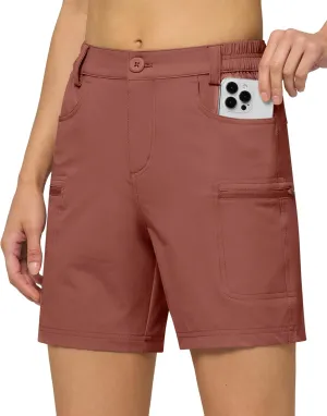Willit Women's 7" Hiking Golf Shorts Stretch Qucik Dry with Cargo Pockets Water Resistant Outdoor Summer