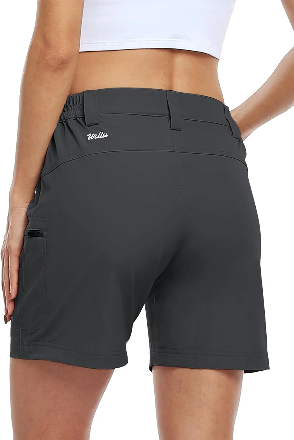 Willit Women's Shorts Hiking Cargo Golf Shorts Outdoor Summer Stretch Shorts with Pockets Water Resistant