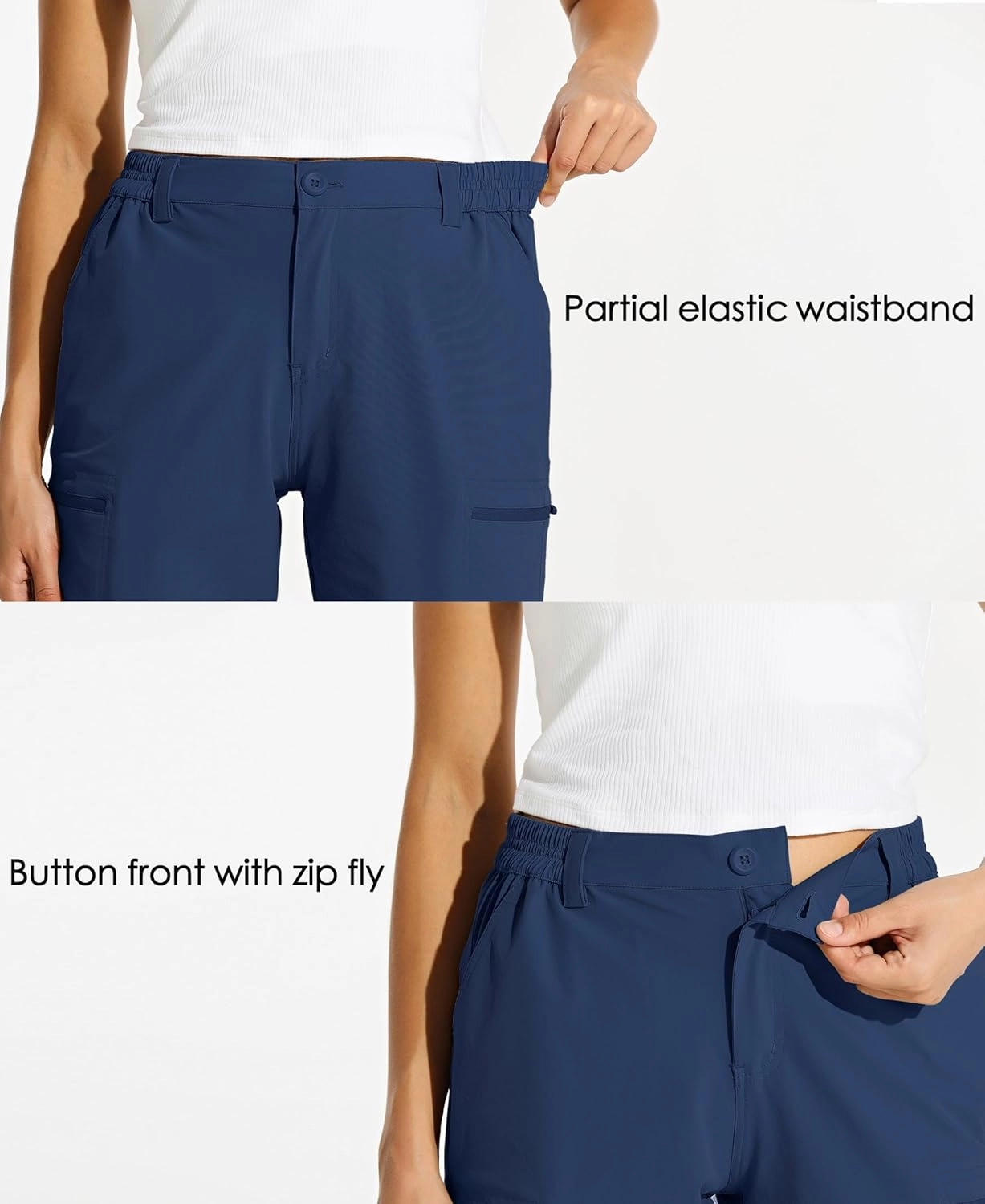 Willit Women's 10" Hiking Cargo Shorts Stretch Golf Active Long Quick Dry Outdoor Summer Shorts