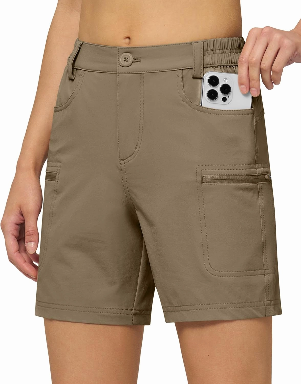 Willit Women's 7" Hiking Golf Shorts Stretch Qucik Dry with Cargo Pockets Water Resistant Outdoor Summer
