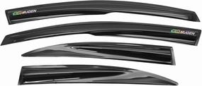 Window Visor Rain Guard Shade Compatible with 2006-2011 Civic Sedan 4DR, Side Window Vent Deflector, Dark Smoke Tinted, JDM Mugen Tape On Slim Style, 06 07 08 09 10 11, with Mugen