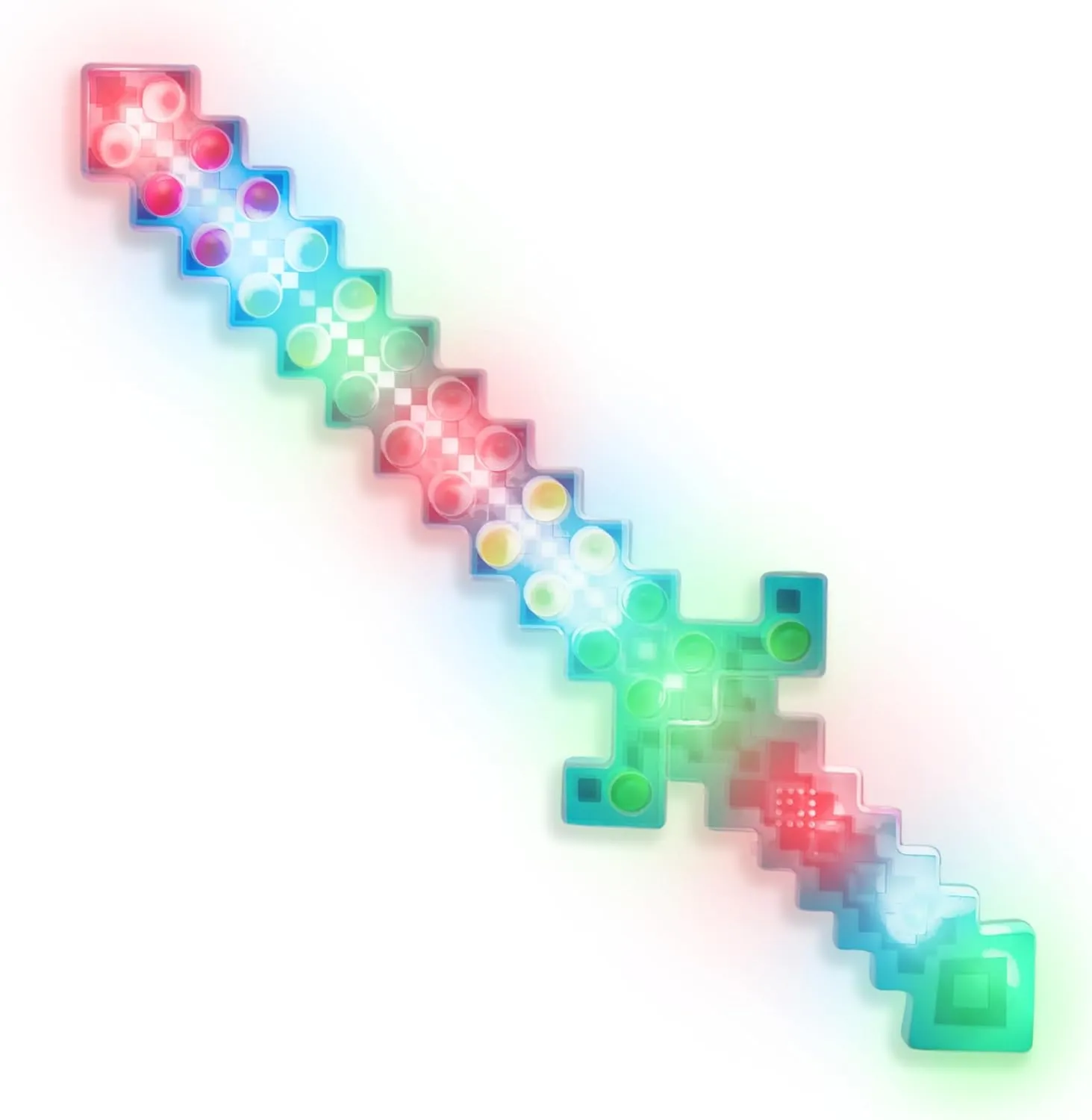 Windy City Novelties 22" LED Light-Up Pop-It Pixel Sword - 8-Bit Retro Gamer Fidget Toy for Kids