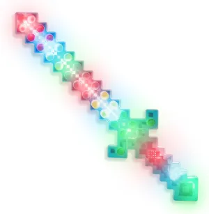 Windy City Novelties 22" LED Light-Up Pop-It Pixel Sword - 8-Bit Retro Gamer Fidget Toy for Kids