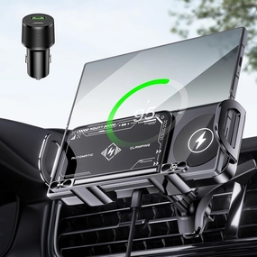 Wireless Car Charger Mount, Auto-Clamping 15W Dual Coil One-Touch 90° Rotatable Car Phone Holder Wireless Charger for Samsung Galaxy Z Fold 6/5/4/3, Z Flip, Galaxy S Series and iPhone