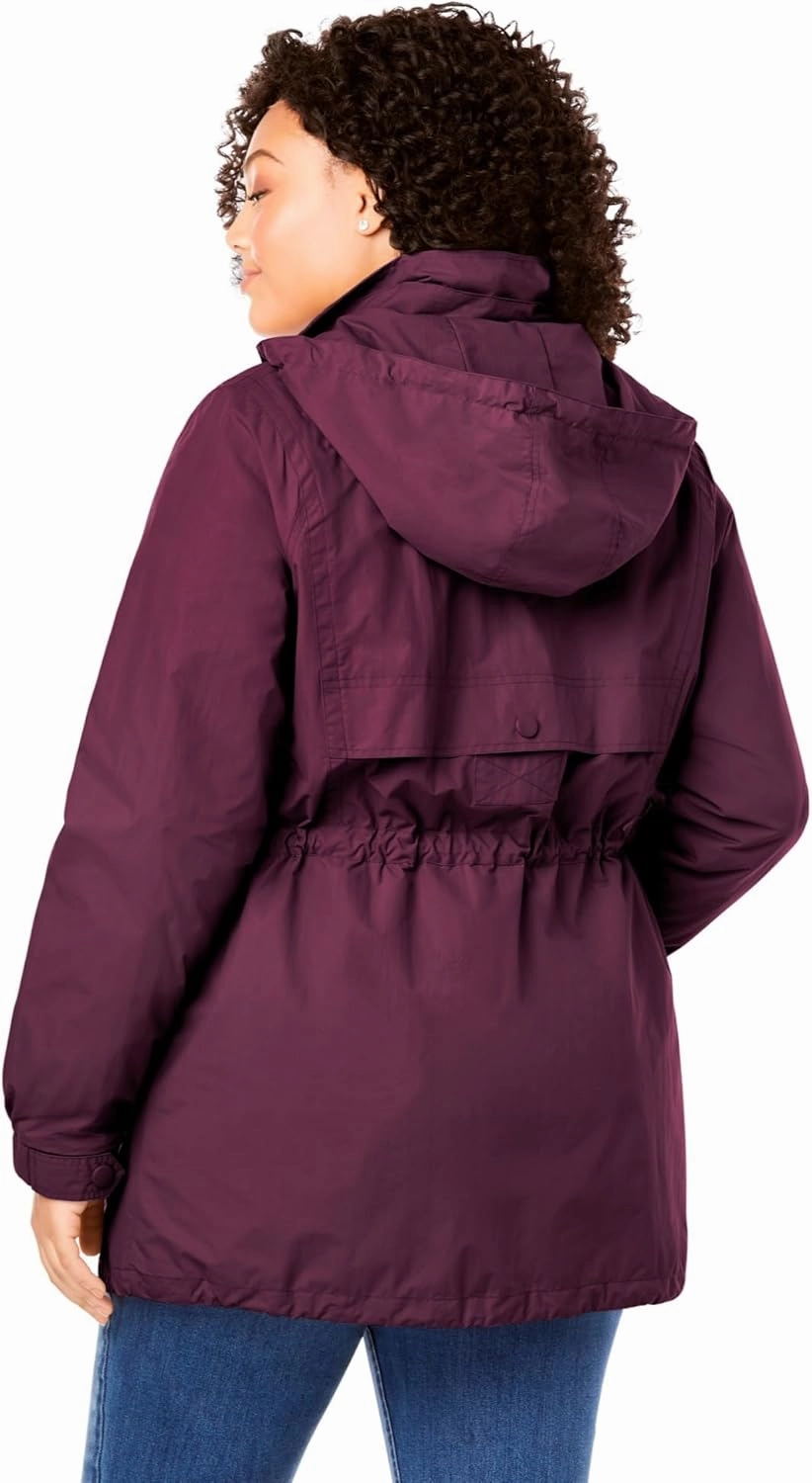 Woman Within Plus Size Fleece-Lined Taslon Anorak
