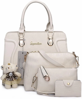 Women's Fashion Handbags Tote Bags Shoulder Bag Top Handle Satchel Purse Set 4pcs