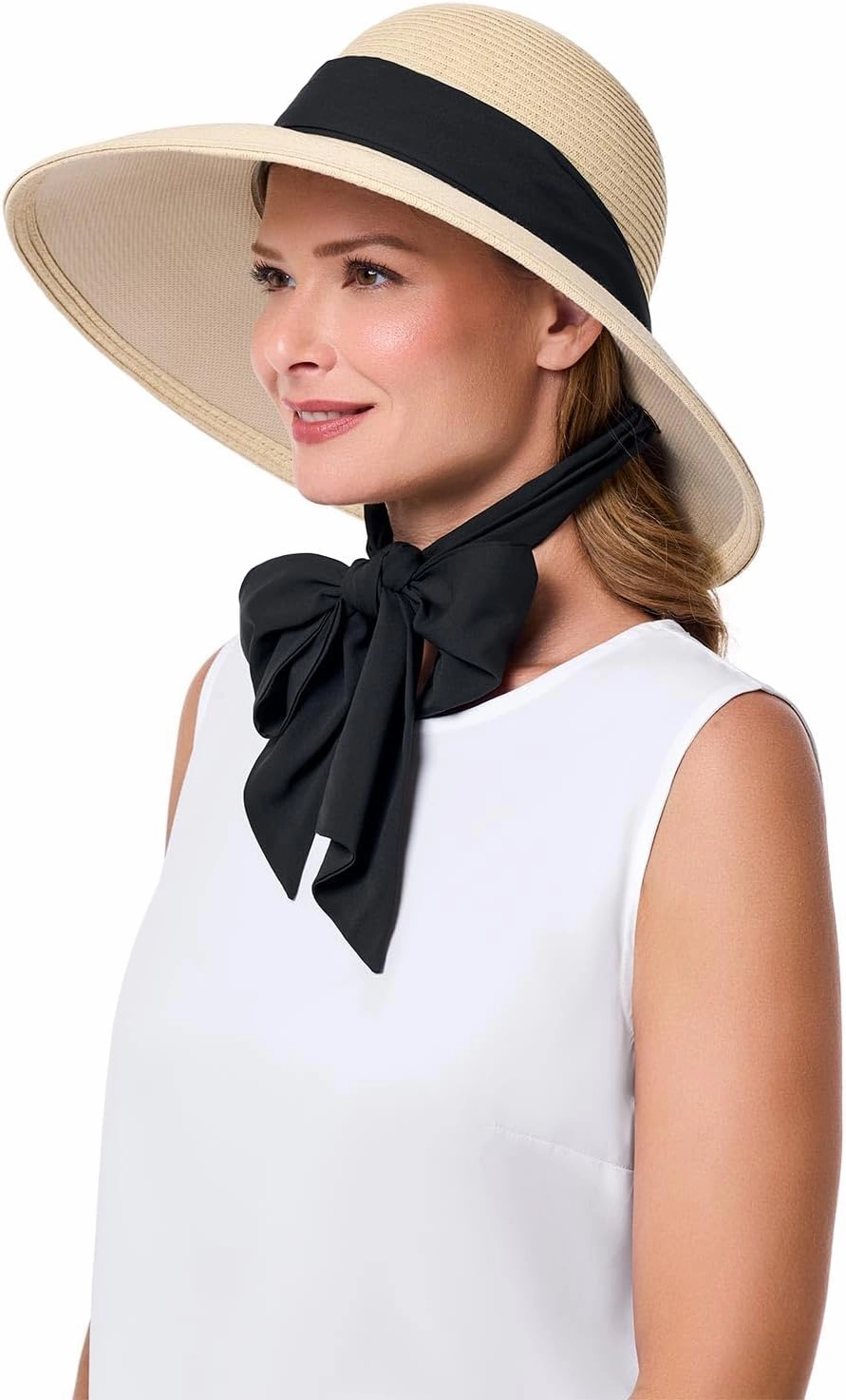 Women's Stylish Sun Hat - UPF 50  Sun Protection - 2-in-1 Interchangeable Scarves - Stella (One Size)