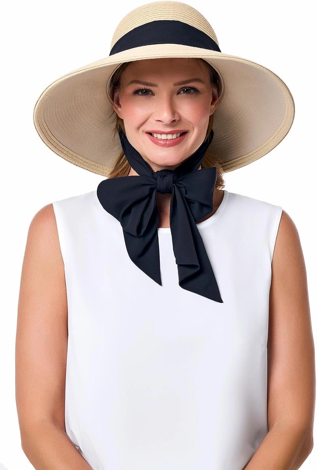 Women's Stylish Sun Hat - UPF 50  Sun Protection - 2-in-1 Interchangeable Scarves - Stella (One Size)