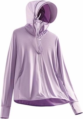 Women's UPF 50  Sun Protection Jacket Lightweight Cool UV Shirt Long Sleeve with Hoodie Brim Thumb Hole Running