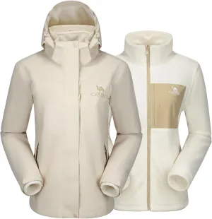 Women's Ski Jacket 3 in 1 Winter Jacket Waterproof Jacket Windproof Snow Coat with Inner Warm Fleece Coat