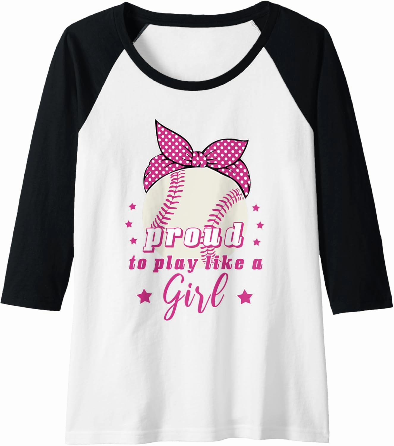 Womens Proud to Play Like A Girl Baseball Raglan Baseball Tee