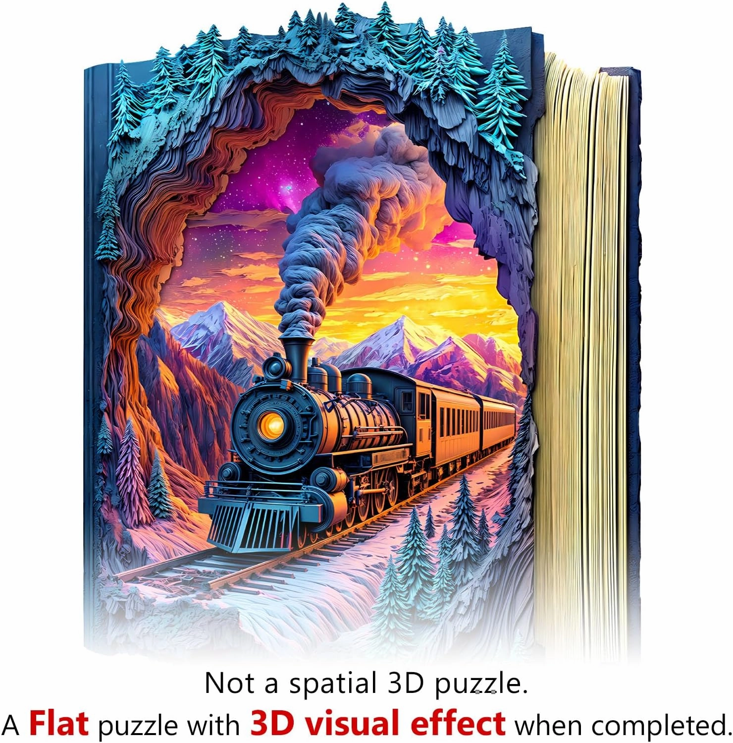 Wooden Puzzles for Adults - 200 Pieces 3D Aurora Train Wooden Puzzle - Unique Animal Shape Wood Cut Puzzles - Eco-Friendly Home Office Decor (M-11.4 * 11.3in)