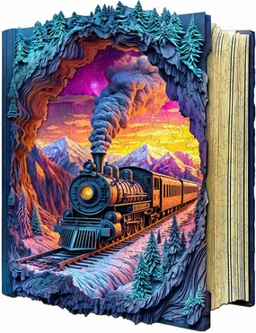 Wooden Puzzles for Adults - 200 Pieces 3D Aurora Train Wooden Puzzle - Unique Animal Shape Wood Cut Puzzles - Eco-Friendly Home Office Decor (M-11.4 * 11.3in)