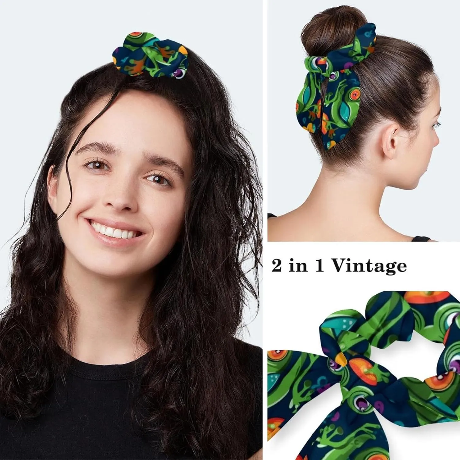 Working Hats with Buttons & Ribbon Ties for Women, Unicorn Black Surgery Scrub Cap Long Hair, Nurse Bouffant Caps
