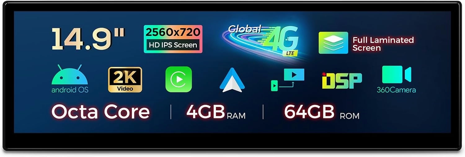 XTRONS 14.9 Inch Android OS Car Stereo for BMW 6 Series M6 E63 E64 (2005-2010) CCC System, 2K IPS Touch Screen 4 64GB Global 4G Car Radio GPS Navigation Support Wireless CarPlay Android Auto