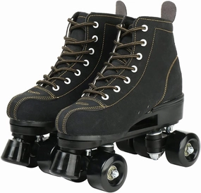 XUDREZ Cowhide Roller Skates for Women and Men High-Top Shoes Double-Row Design,Adjustable Classic Premium Roller Skates