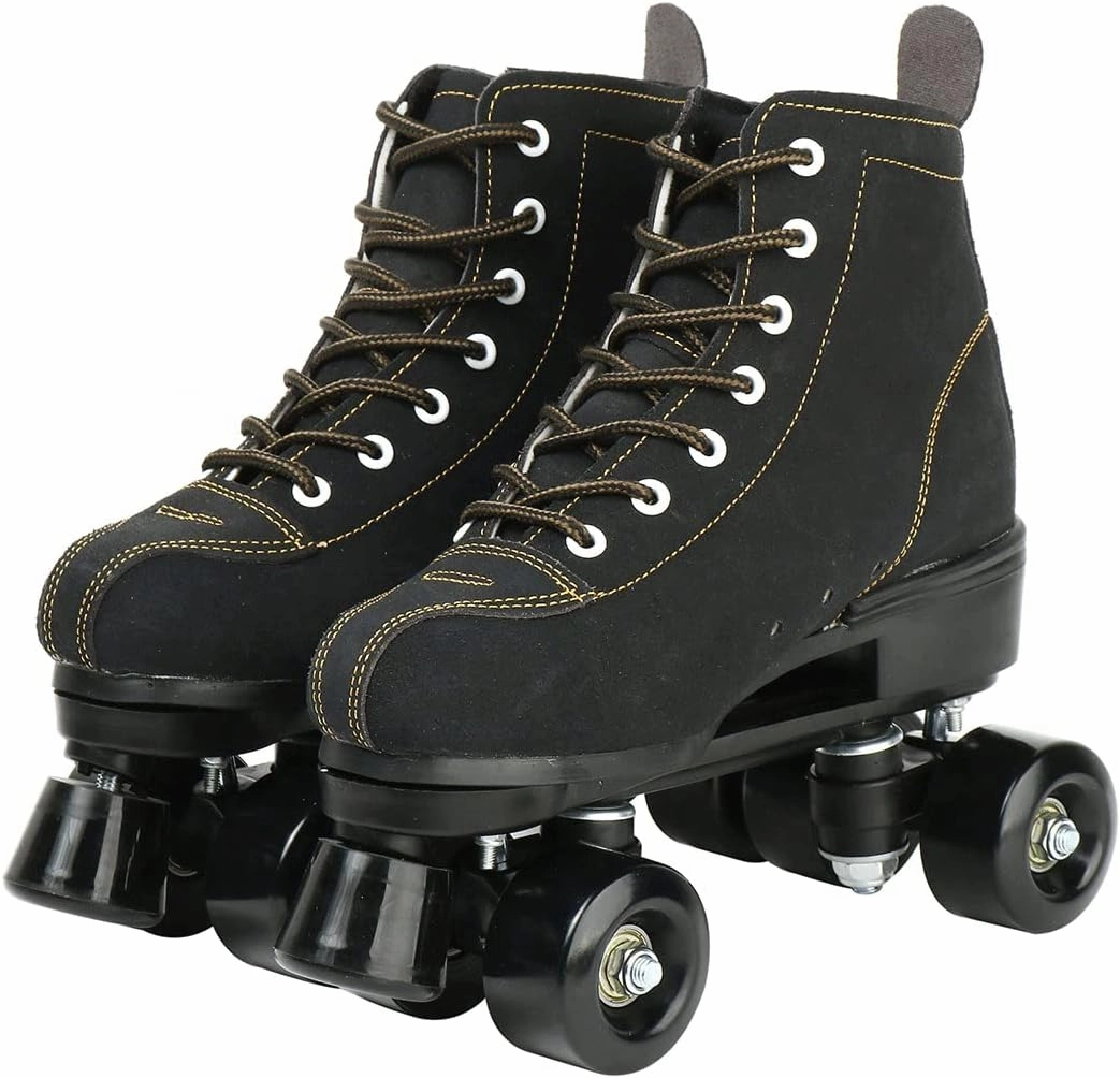 XUDREZ Cowhide Roller Skates for Women and Men High-Top Shoes Double-Row Design,Adjustable Classic Premium Roller Skates