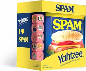 YAHTZEE Spam Brand | Collectible Yahtzee Game as Iconic Spam Can with Custom Dice | Dice Featuring Fried Spam, Spam Musubi, Spam Fries | Travel Yahtzee Game & Dice Game