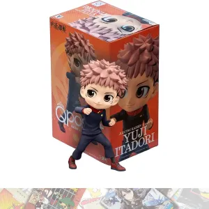Yuji Itadori [Ver. A]: 13cm Q Posket Mini Statue Figurine Bundled with 1 A.C.G. Compatible Theme Trading Card (18121)