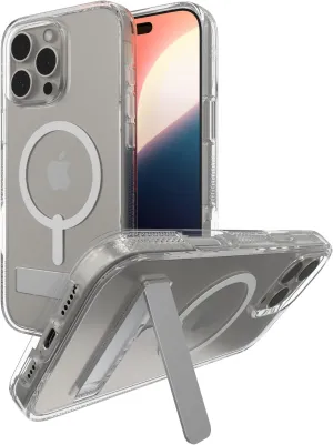 ZAGG Crystal Palace Snap with Kickstand Case for iPhone 16 Pro Max - MagSafe & Wireless Charging Compatible, Survives Drops Up to 13ft, Textured Grip, Eco-Friendly, Clear
