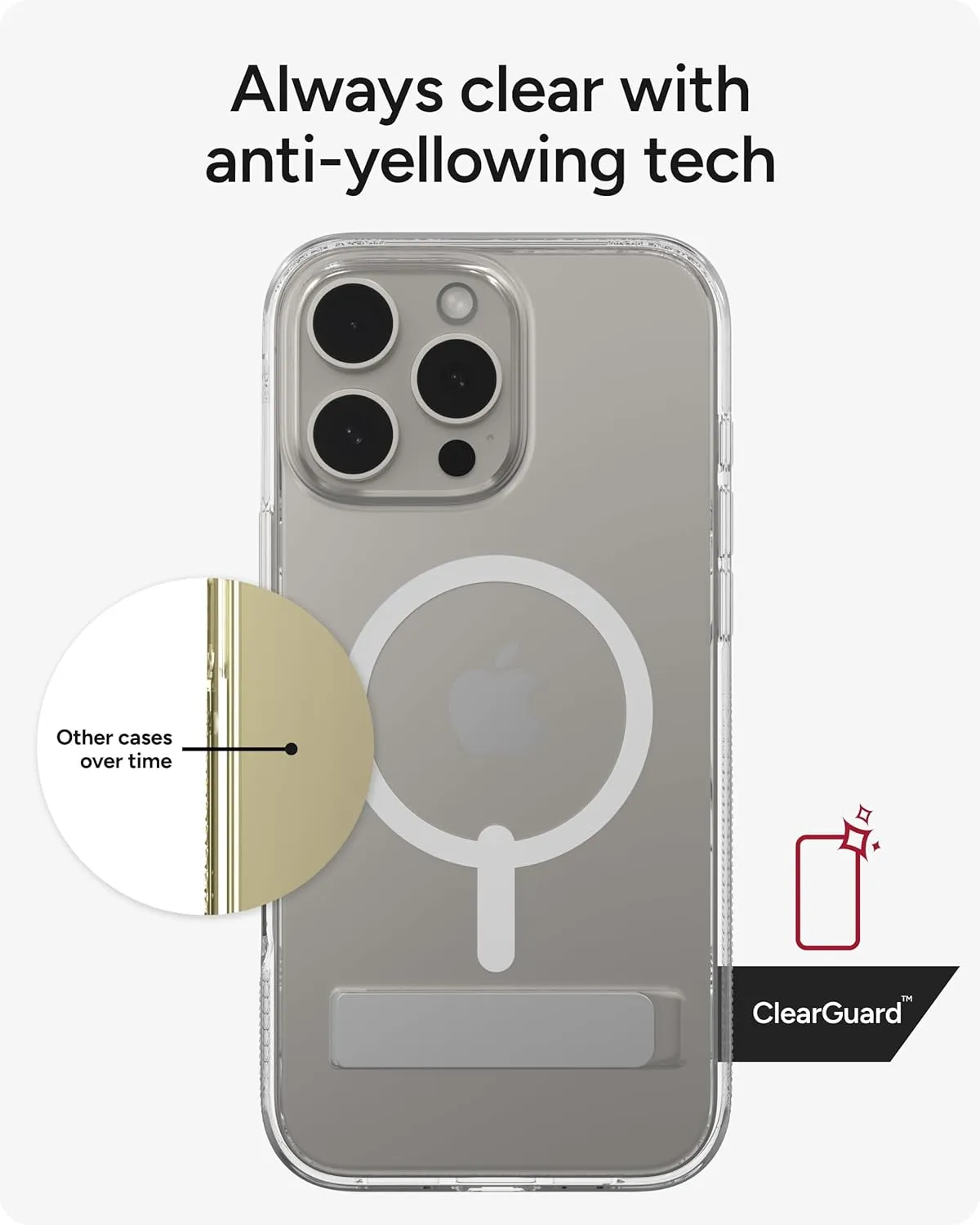 ZAGG Crystal Palace Snap with Kickstand Case for iPhone 16 Pro Max - MagSafe & Wireless Charging Compatible, Survives Drops Up to 13ft, Textured Grip, Eco-Friendly, Clear