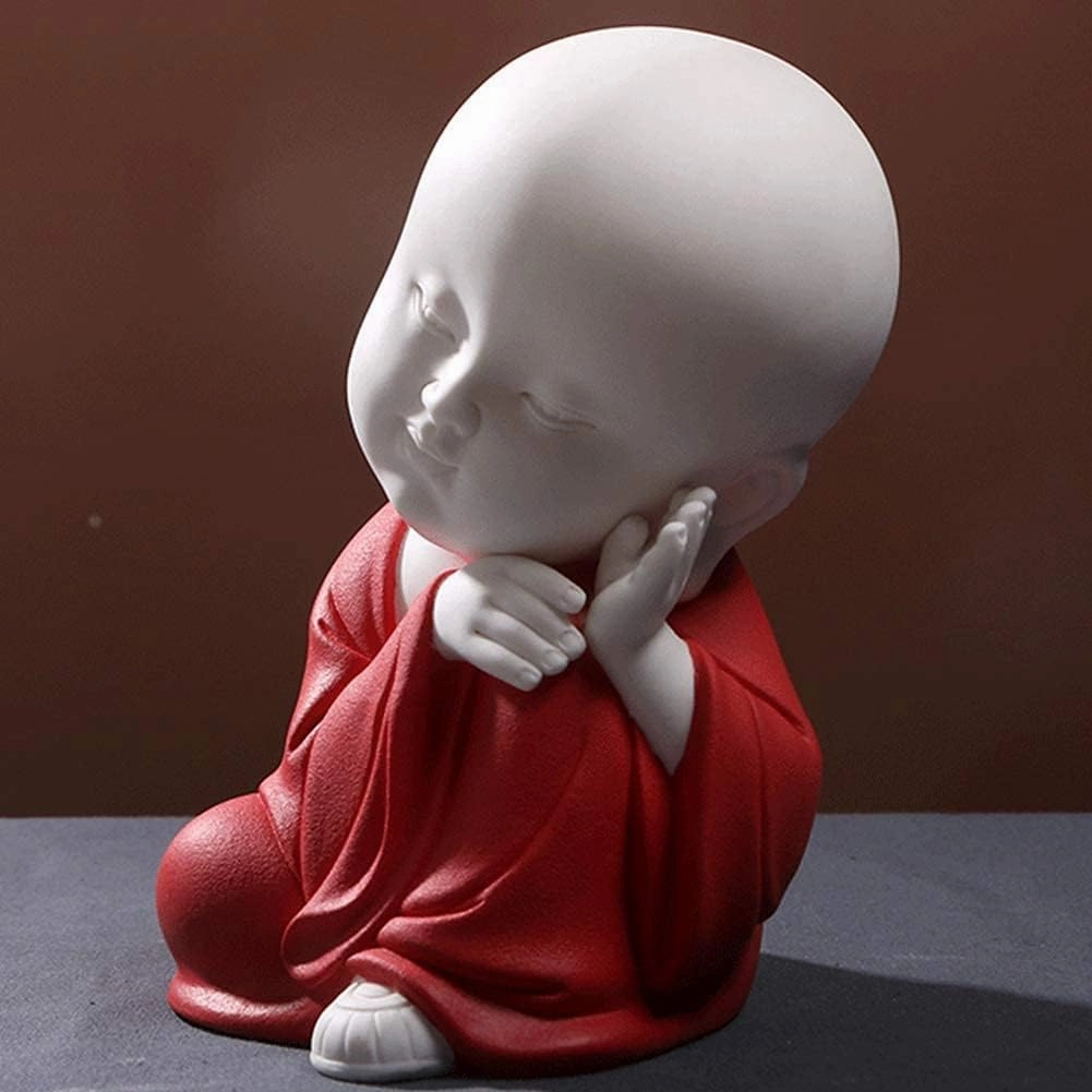 Zen Statues and Figurines for Home,Monk Sculptures Ceramic Craft Decoration Car Home Ornaments Sand Flower Garden Decors (B)