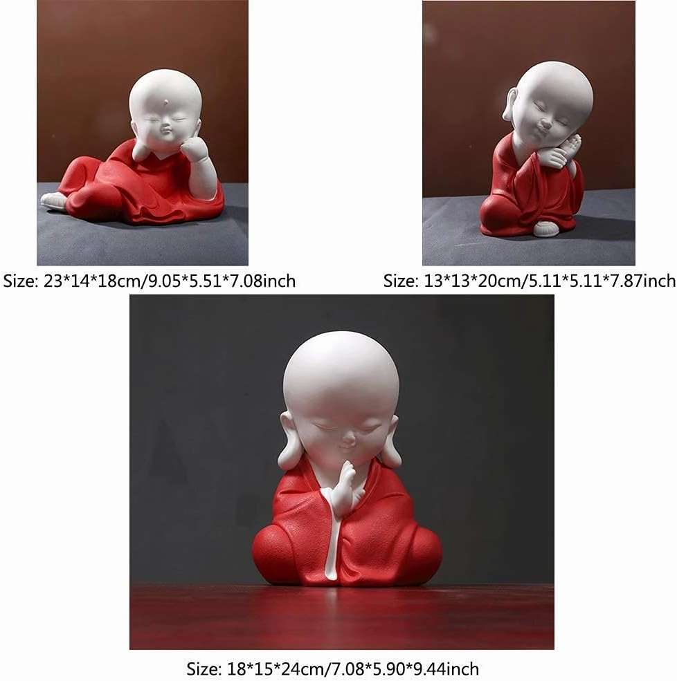 Zen Statues and Figurines for Home,Monk Sculptures Ceramic Craft Decoration Car Home Ornaments Sand Flower Garden Decors (B)