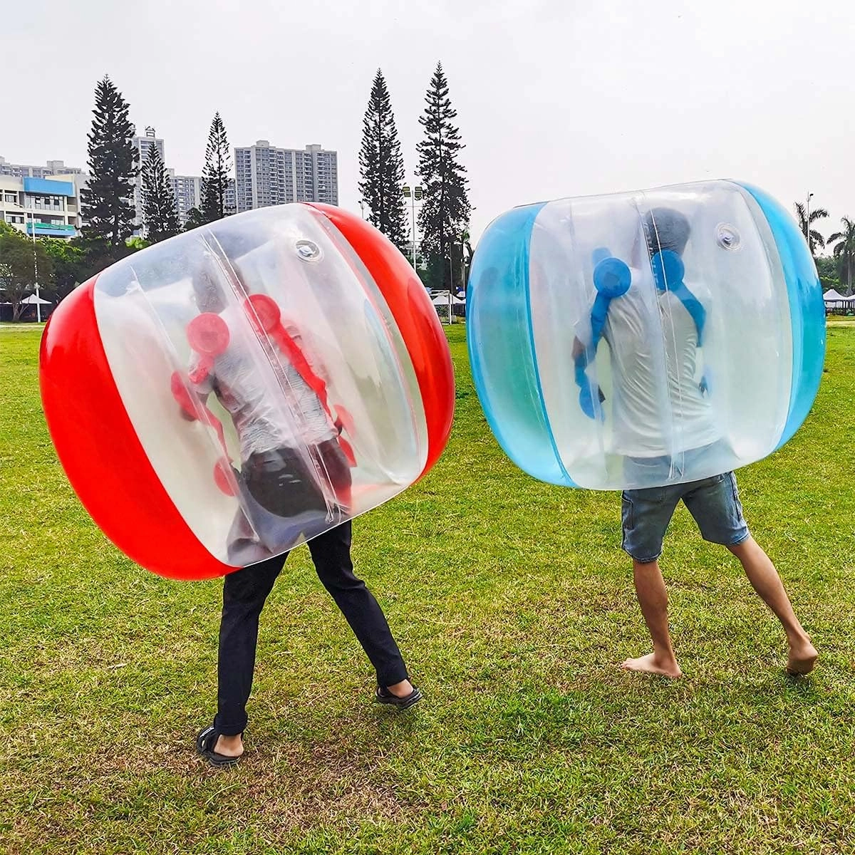 ZHUYNXIR 2 PC Sumo Ball for Adults, Bumper Bounce Balls for Kid, Inflatable Bounce Ball for Kid, Body Zorb Ball for Kids Outdoor Team Gaming Play (48 in,Blue Red)