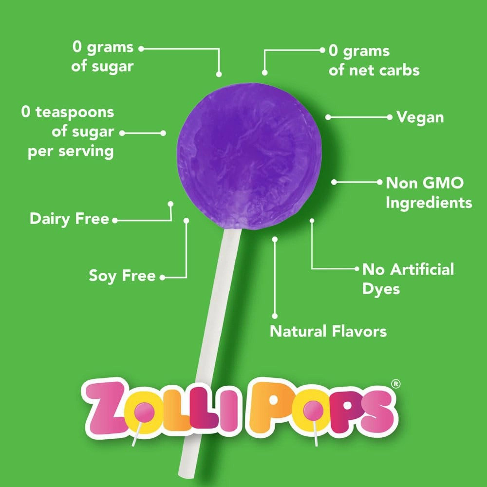 Zollipops Caramel & Green Apple, 10.4oz, Sugar-free, Allergy-free, Vegan, KETO & Diabetic Friendly, Clean Teeth Candy